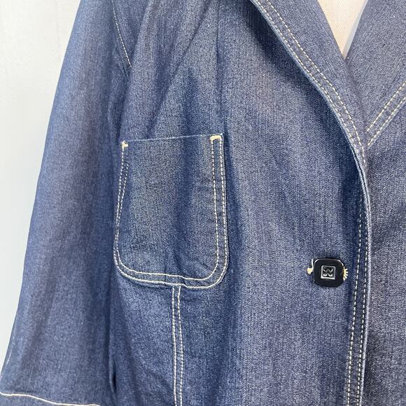 Apostropher Denim Jean Barn Jacket Blazer Plus size 22W Stretch Pockets Casual - Picture 3 of 7